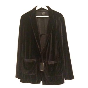 Armani Exchange Women Size 14 Black Velvet Blazer